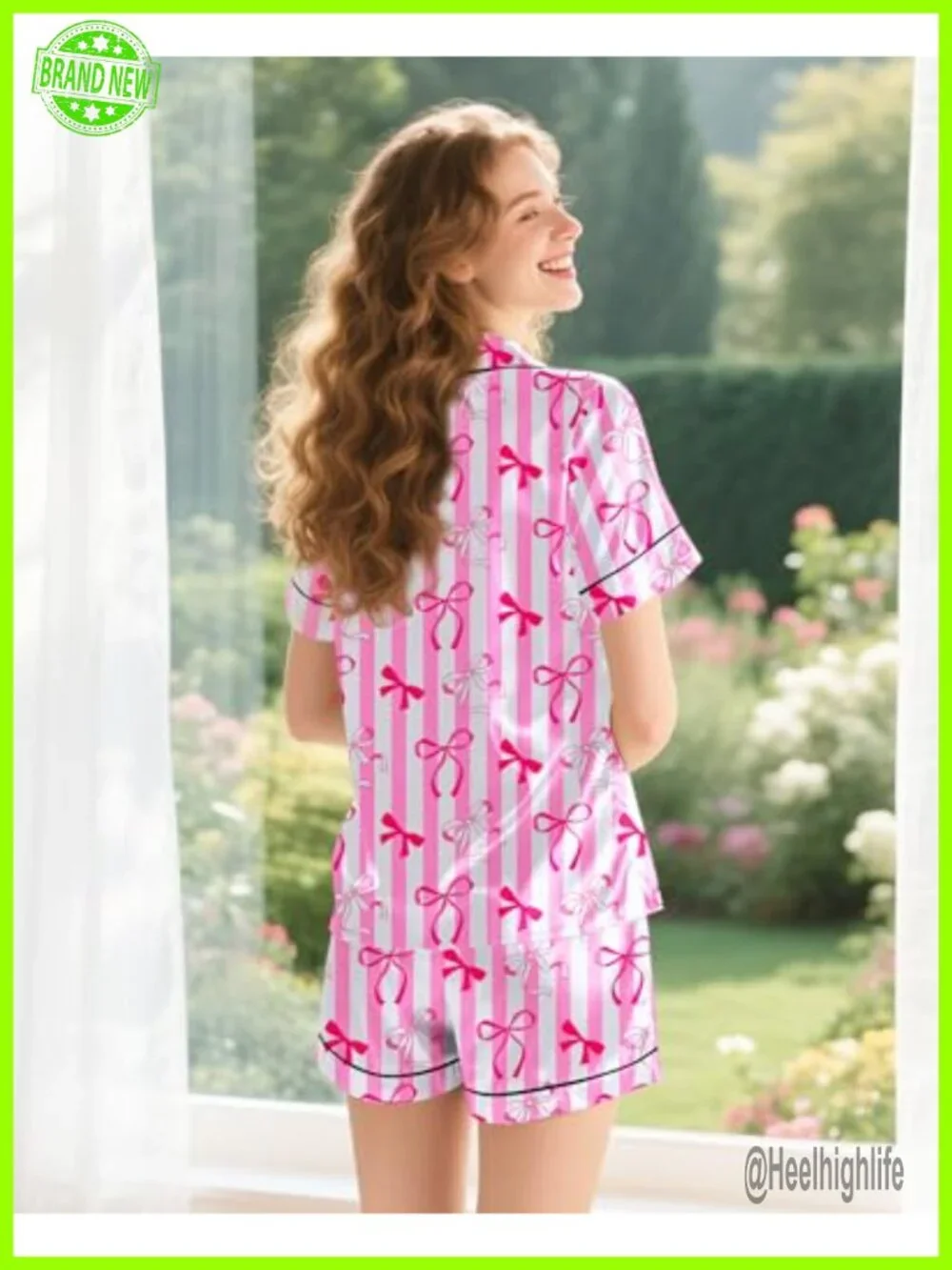 Silky Satin Pajamas Set - Women's Shorts Pjs Button Down 2 Piece Sleepwear